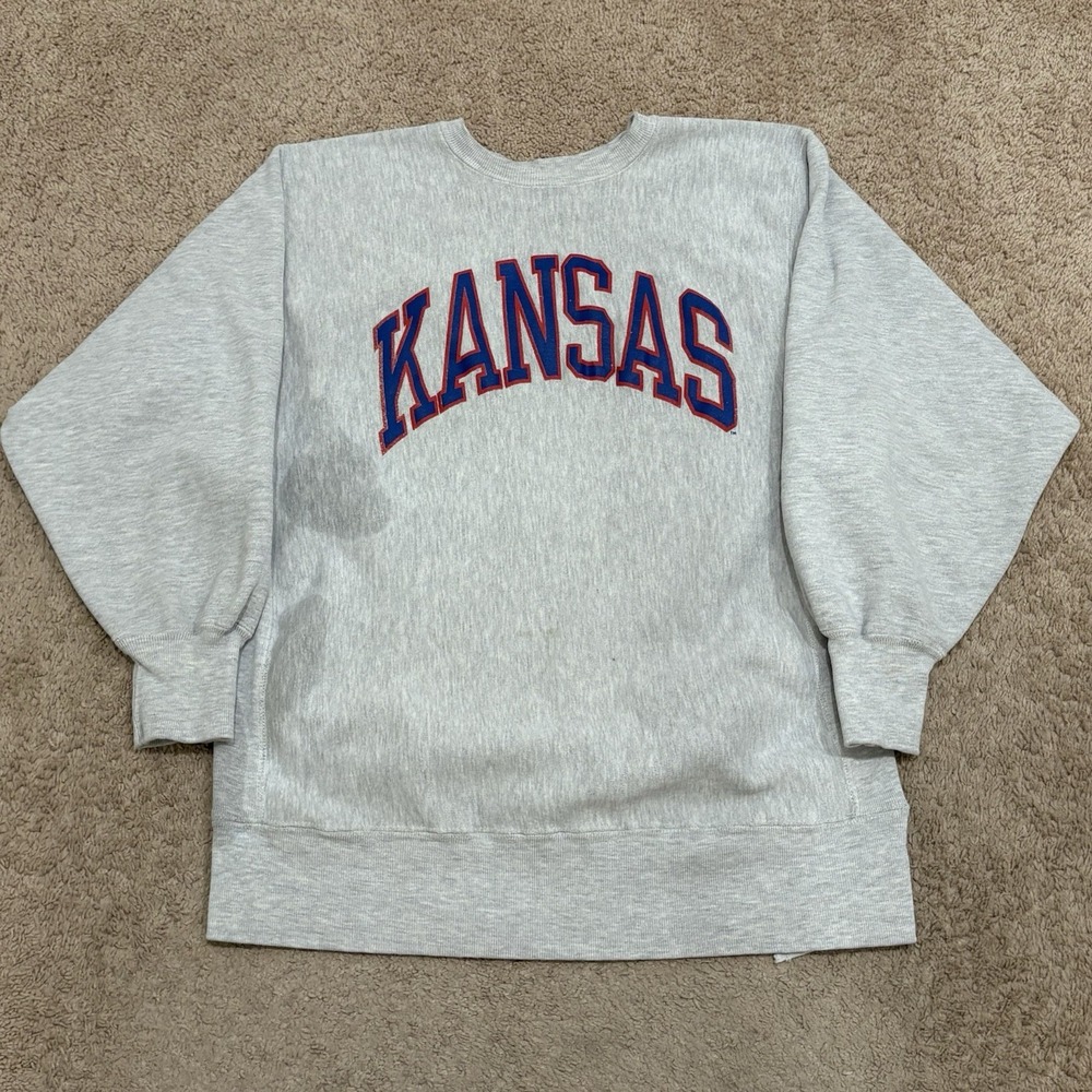 Vintage 90s Champion Reverse Weave Kansas University Jayhawks KU Sweatshirt XL